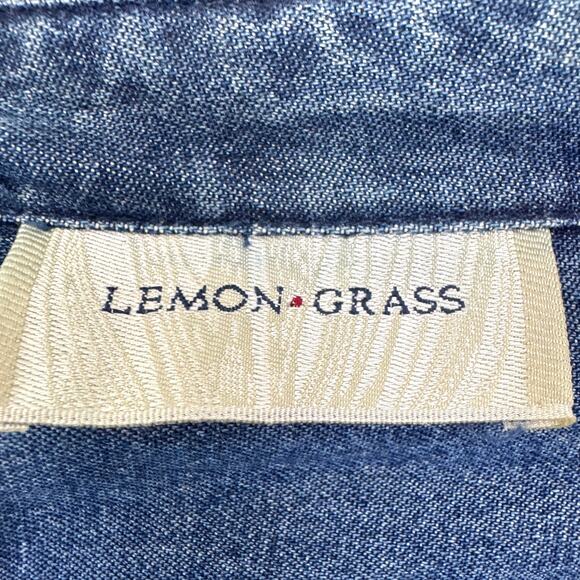 Lemon Grass Vintage Womens Button Denim Shirt Size 18W Floral Embroidered Blue - Picture 2 of 9